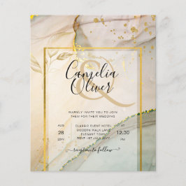 Oyster Pearl BRÖLLOP Alcohol Bläck Abstrakt Guld Flygblad