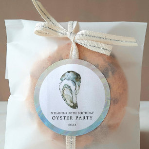 Oyster Pearl Party Dubbla ostron Runt Klistermärke