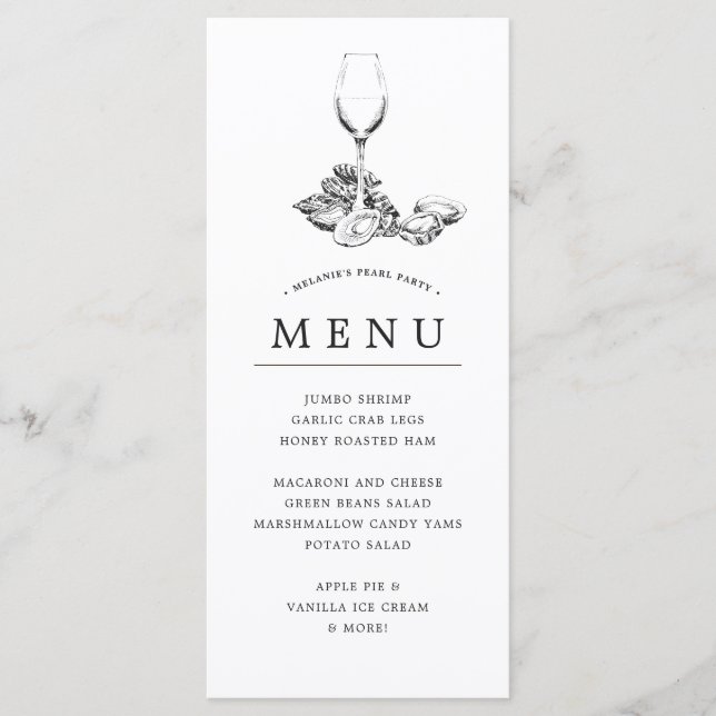 Oyster Pearl Party | Grått Theme Meny (Framsida)