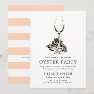 Oyster Pearl Party Persikostråif Inbjudningar