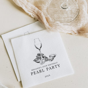 Oyster Pearl Party Svartvit Pappersservett