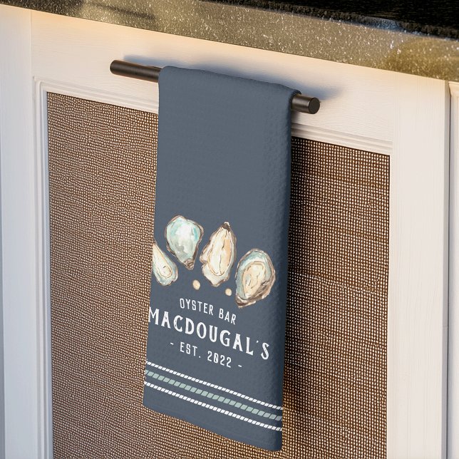Oyster & Pearl Personlig Family Namn Oyster Pub Kökshandduk (Skapare uppladdad)
