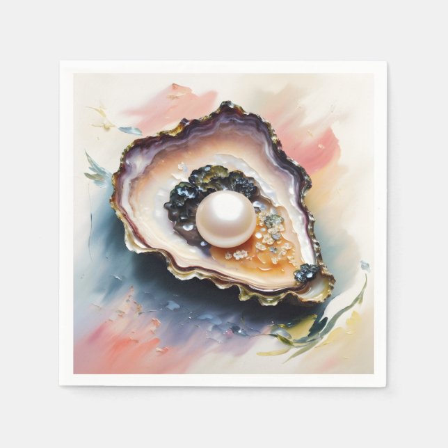 Oyster Pearl Shellfish Art Pappersservett (Framsidan)