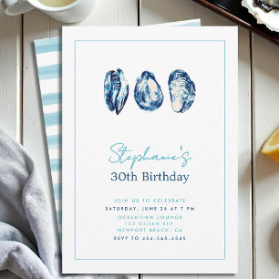 Oyster Ram Nautical Beach Ocean 30års födelsedag Inbjudningar
