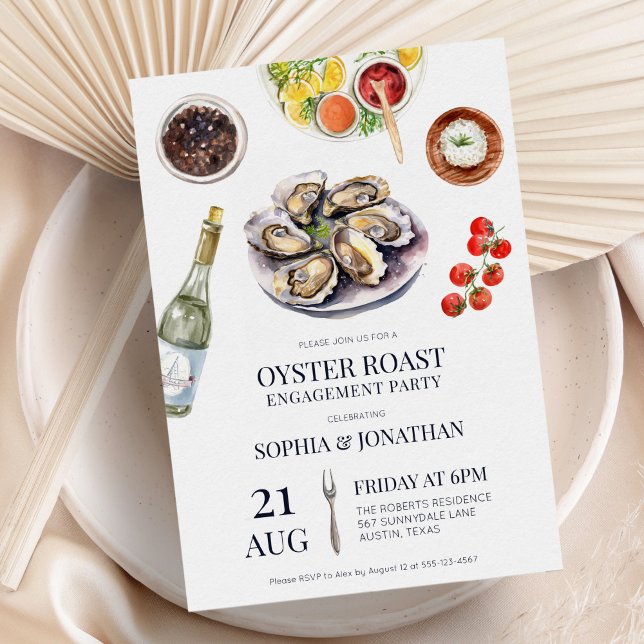 Oyster Roast Elegant Kustkustens Förlovningsfest Inbjudningar (Skapare uppladdad)
