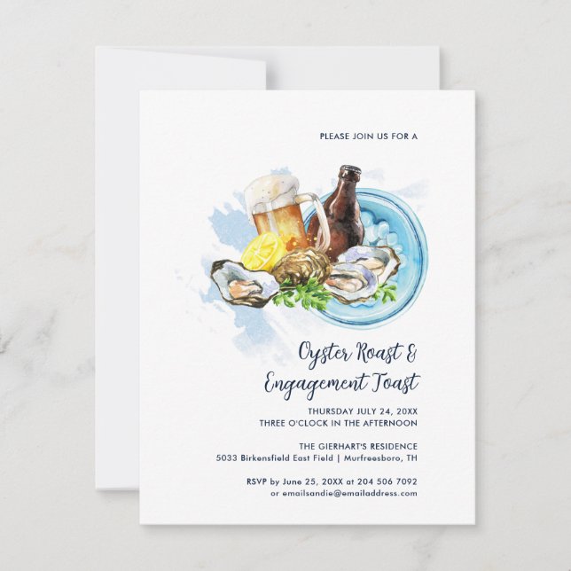 Oyster Roast Par Engagement Toast Fest Inbjudningar (Framsida)