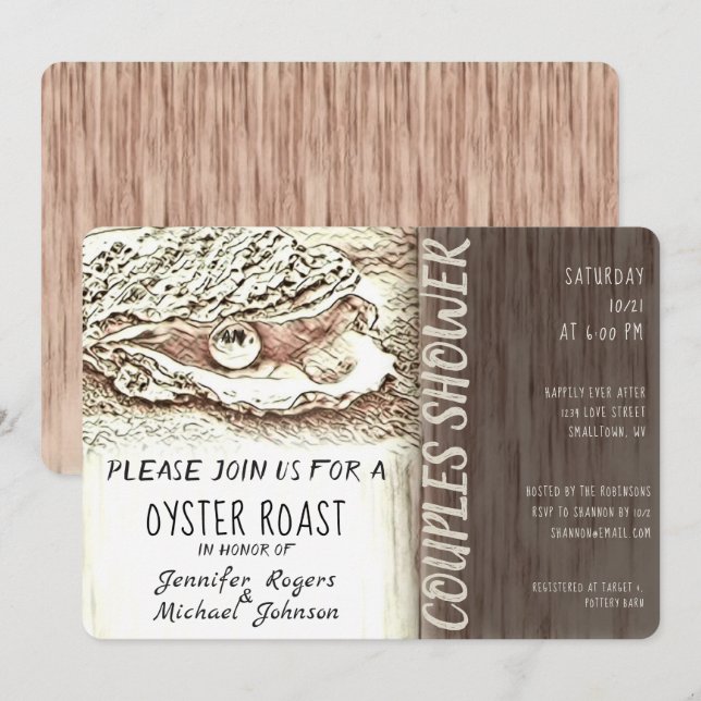 Oyster Roast Par Shower Inbjudningar (Fram/baksida)