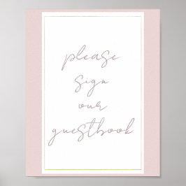 Oyster Rosa & Guld Modern Bröllop Gästbokskort Poster