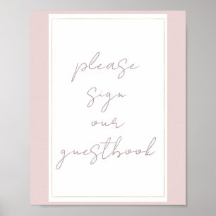 Oyster Rosa & Guld Modern Bröllop Gästbokskort Poster