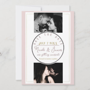 Oyster Rosa & Guld Modern Minimal Spara Datum