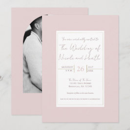 Oyster Rosa & Guld Modern Minimalist Bröllop Inbjudningar