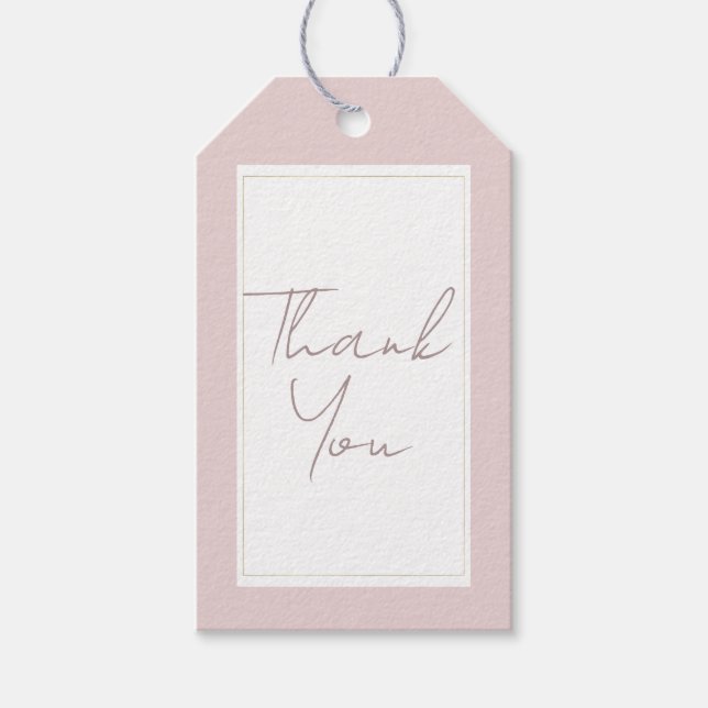 Oyster Rosa & Guld Modern Minimalist Bröllop Presentetikett (Framsidan)