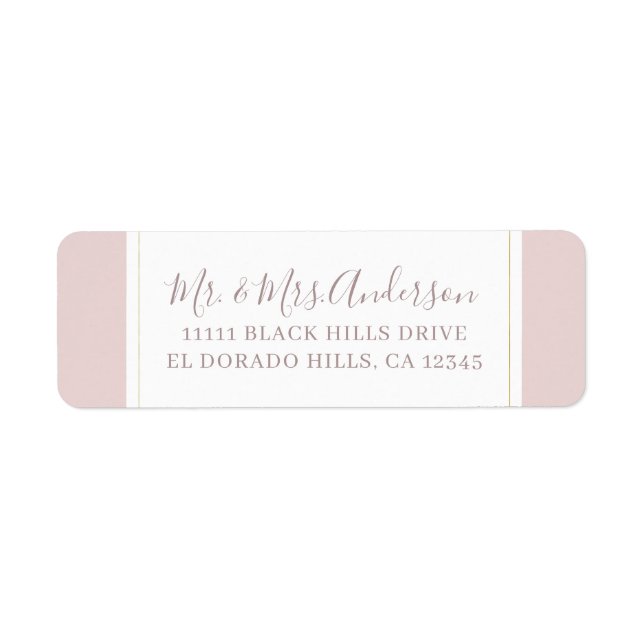 Oyster Rosa & Modern Minimalistisk Bröllop Returadress Etikett (Framsidan)