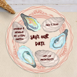 Oyster Rost Tallrik Bröllop Spara Datum Inbjudningar