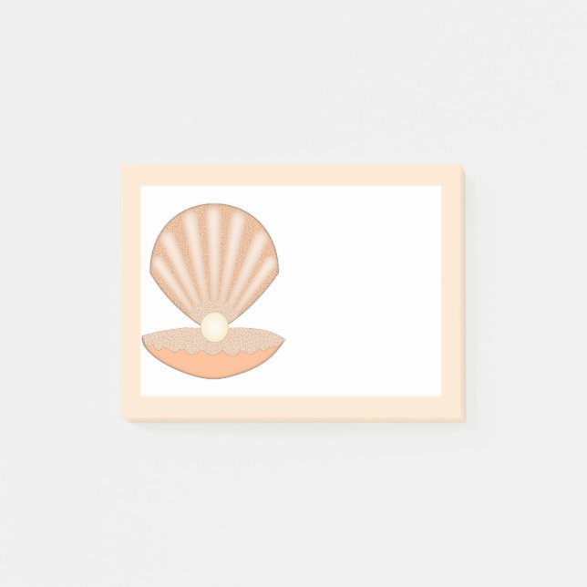 Oyster skal och Pärl Könsneutral Post-it Block (Framsida)