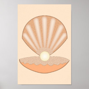 Oyster skal och pärla Könsneutral Poster