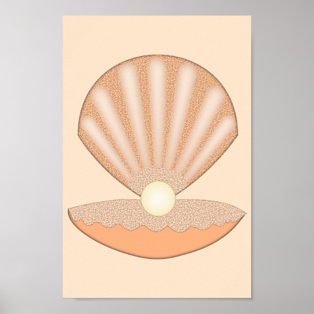 Oyster skal och pärla Könsneutral Poster (Framsidan)