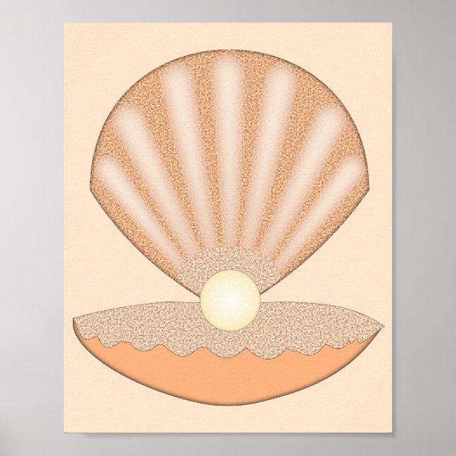 Oyster skal och pärla Könsneutral Poster (Framsidan)