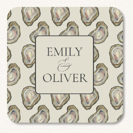 Oyster Snäcka Bröllop Underlägg Papper Kvadrat