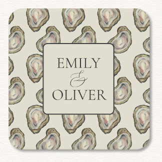 Oyster Snäcka Bröllop Underlägg Papper Kvadrat