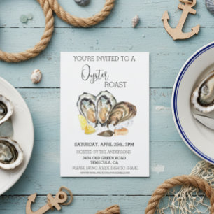 Oyster Stek Inbjudan Vattenfärg Grillfest 