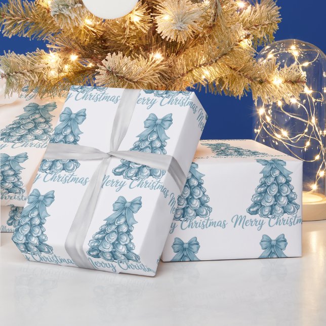 Oyster Träd Båge Preppy God Jul Coquette Presentpapper (Helgdagar)