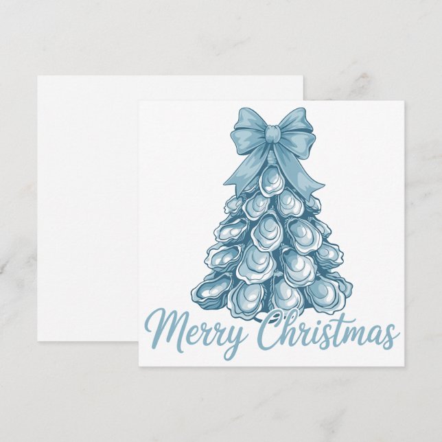 Oyster Tree Bow Preppy God Jul Coquette Julkort (Fram/baksida)