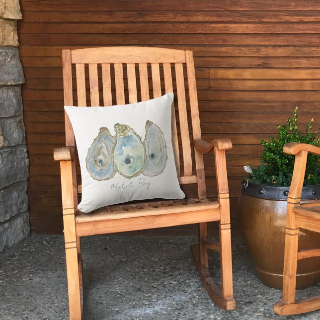 Oyster Trio, kustvattensfärgad ostron Kudde (Skapare uppladdad)