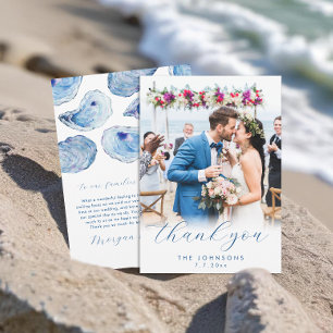 Oyster Watercolor Beach Wedding Flat Photo Tack Kort