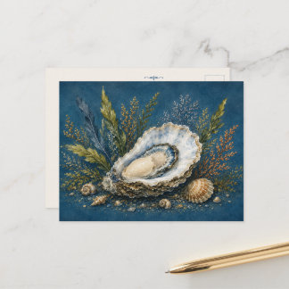 Oyster Watercolour Inspirerad Djuphav Postkort Kon Vykort