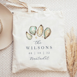 Oyster Wedding Favor för kustfärgen Tygkasse