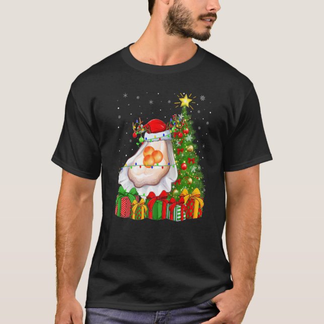 Oyster  Xmas Holiday Santa Oyster Christmas Tree T Shirt (Framsida)