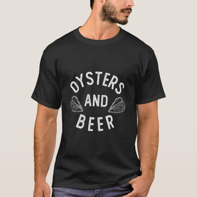 Oysters And Beer T Shirt (Framsida)