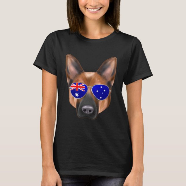 OZ Flag German Shepherd Dog Australia Pocket T Shirt (Framsida)