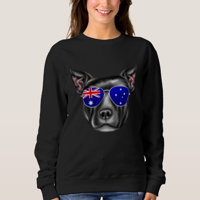 OZ Flag Staffordshire Bull Terrier Dog Australia P T Shirt (Framsida)