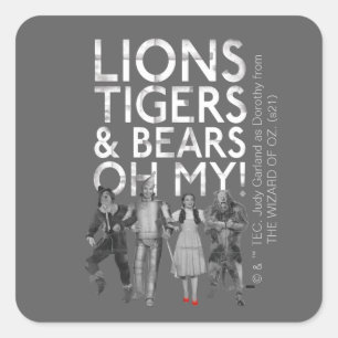 Oz™-guiden Lejon Tigers & Bears Oh My! Fyrkantigt Klistermärke