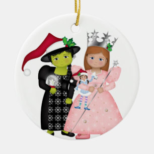 Oz-some God jul Glinda och Wicked Witch Julgransprydnad Keramik