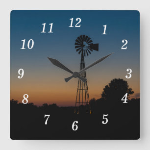 Ozark Kvarn Sunset Wall Clock Fyrkantig Klocka