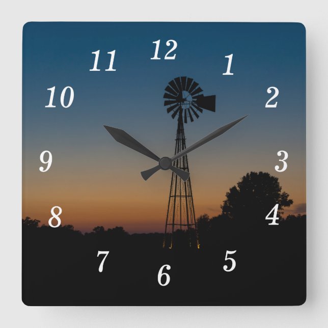 Ozark Kvarn Sunset Wall Clock Fyrkantig Klocka (Framsida)