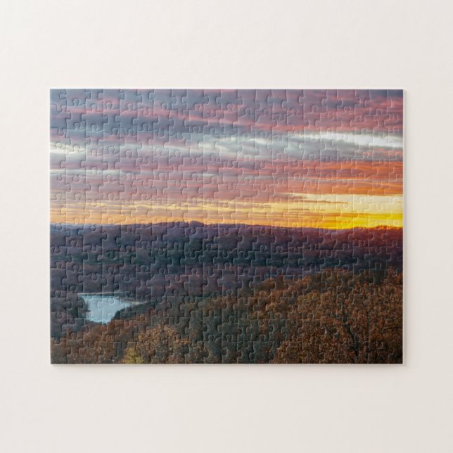 Ozark Mountains Autumn Sunset Jigszle Puzzle Pussel (Horisontell)