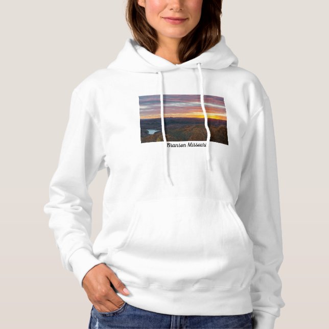 Ozark Mountains Autumn Sunset Sweatshirt Hoodie T Shirt (Framsida)