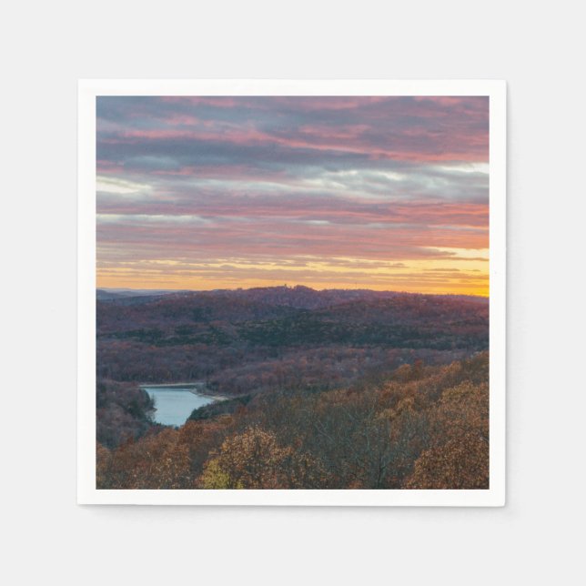 Ozark Mountas Autumn Sunset Pappersservett (Framsidan)