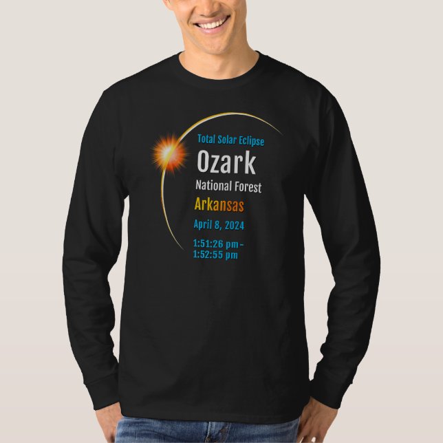 Ozark National Forest Ar Total Solar Eclipse 2024 T Shirt (Framsida)