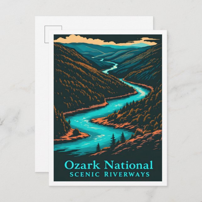Ozark National Scenia Riverways Travel Vykort (Fram/baksida)