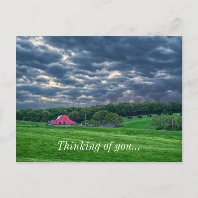 Ozarks Cloudy Farm Sunset Thinking You Vykort (Framsida)
