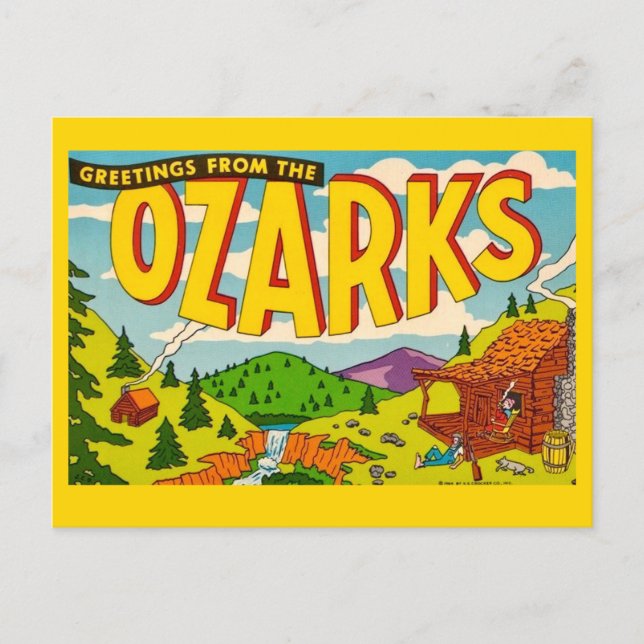 Ozarks Hälsning Färgrik Postkort Vykort (Framsida)
