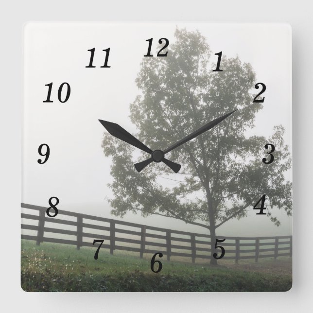 Ozarks Land Fog Square Wall Clock Fyrkantig Klocka (Framsida)