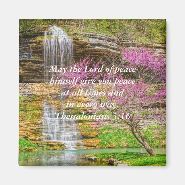 Ozarks Waterfall Vår Bluff Bible Verse Magnet (Framsidan)