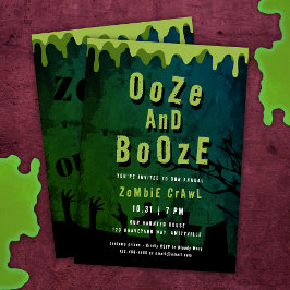 Oze och Sprit Scary Halloween Zombie Crawl Inbjudningar