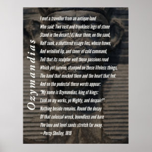 Ozymandias Dikt by Percy Shelley, 1819 Poster